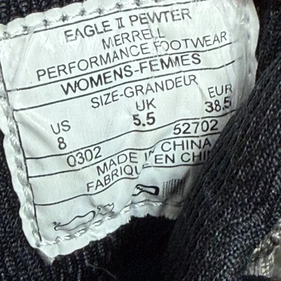 Merrell Eagle II Mid Gray Women's Athletic Hiking Boots Suede Size 8 - Picture 8 of 8